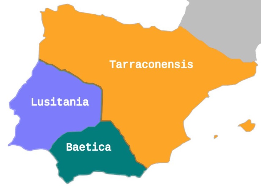 division provincisa hispania augusto: lusitania, tarraconenesis, betica
