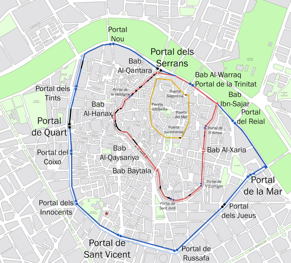 La evolución de la muralla de Valencia entre 1010 y 1094